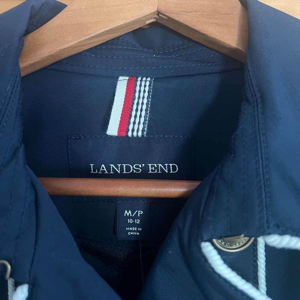 Lands' End Blue Trench Coat with white piping, Size MP